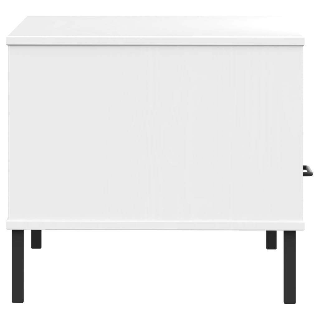 Salontafel met metalen poten OSLO 85x50x45 cm masssief hout wit is nu te koop bij PeponiXL, paradijselijk wonen!