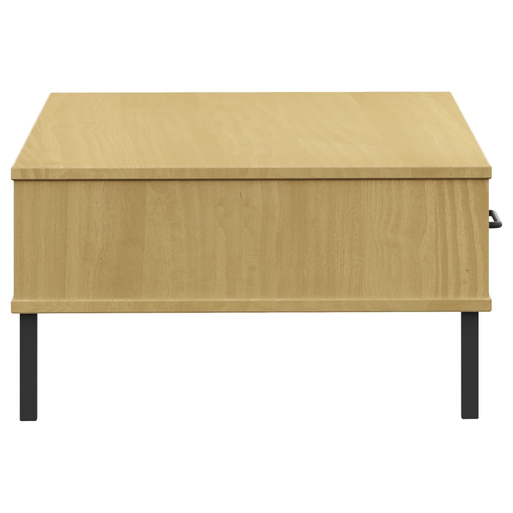 Salontafel met metalen poten OSLO massief grenenhout bruin is nu te koop bij PeponiXL, paradijselijk wonen!