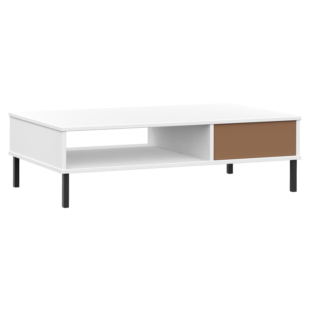 Salontafel met metalen poten OSLO massief grenenhout wit is nu te koop bij PeponiXL, paradijselijk wonen!