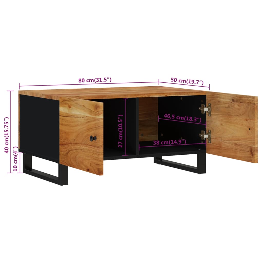 Salontafel 80x50x40 cm massief acaciahout en bewerkt hout is nu te koop bij PeponiXL, paradijselijk wonen!