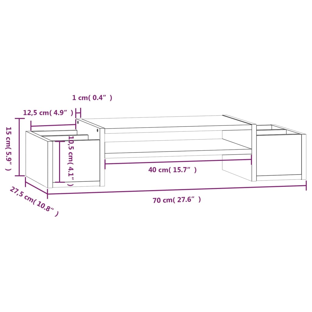 Monitorstandaard 70x27,5x15 cm massief grenenhout wit is nu te koop bij PeponiXL, paradijselijk wonen!