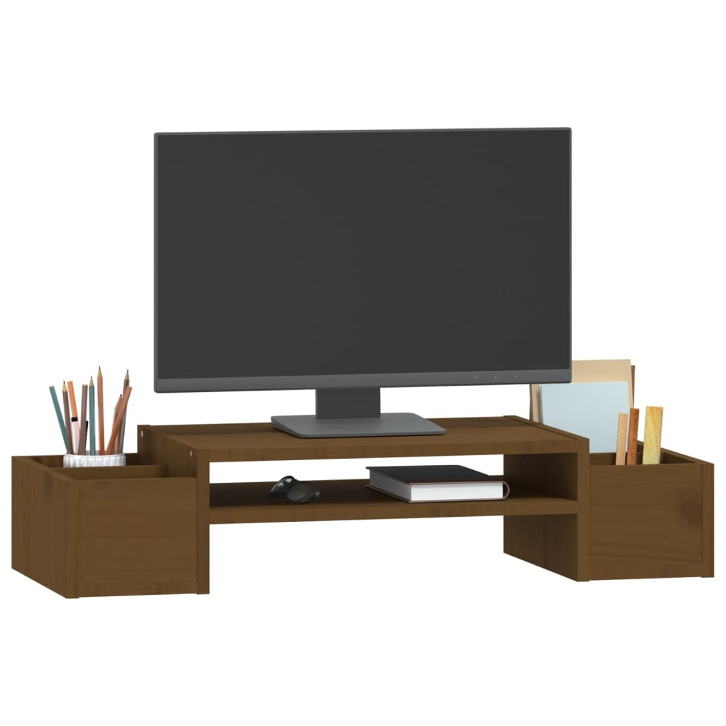 Monitorstandaard 70x27,5x15 cm massief grenenhout honingbruin is nu te koop bij PeponiXL, paradijselijk wonen!