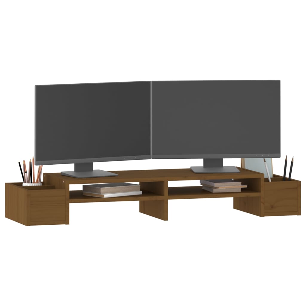 Monitorstandaard 100x27,5x15 cm massief grenenhout honingbruin is nu te koop bij PeponiXL, paradijselijk wonen!