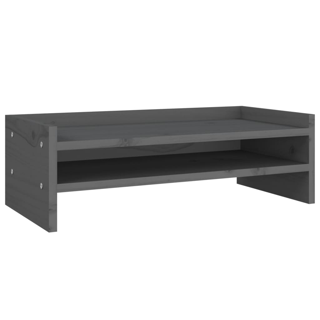 Monitorstandaard 50x24x16 cm massief grenenhout grijs is nu te koop bij PeponiXL, paradijselijk wonen!