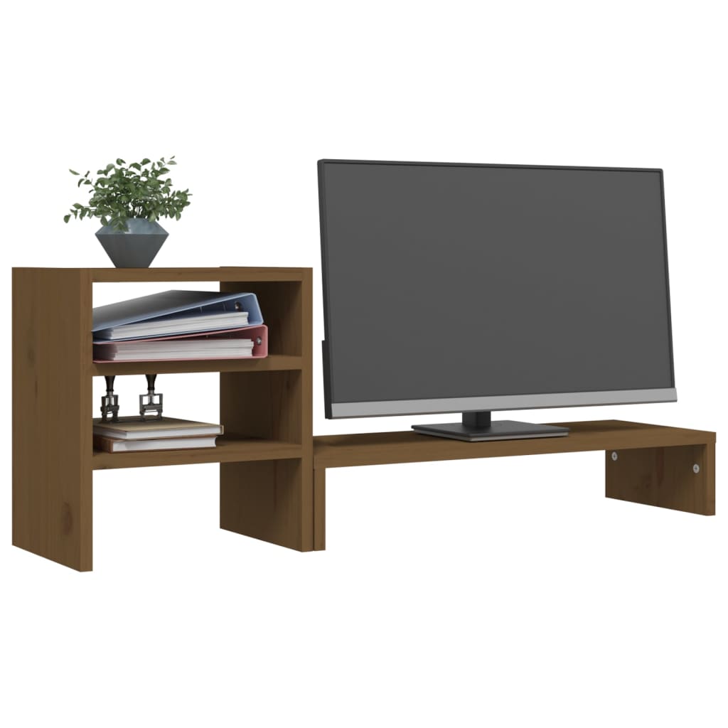 Monitorstandaard 81x20x30 cm massief grenenhout honingbruin is nu te koop bij PeponiXL, paradijselijk wonen!