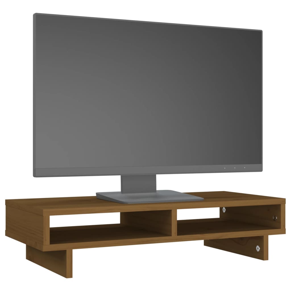 Monitorstandaard 60x27x14 cm massief grenenhout honingbruin is nu te koop bij PeponiXL, paradijselijk wonen!