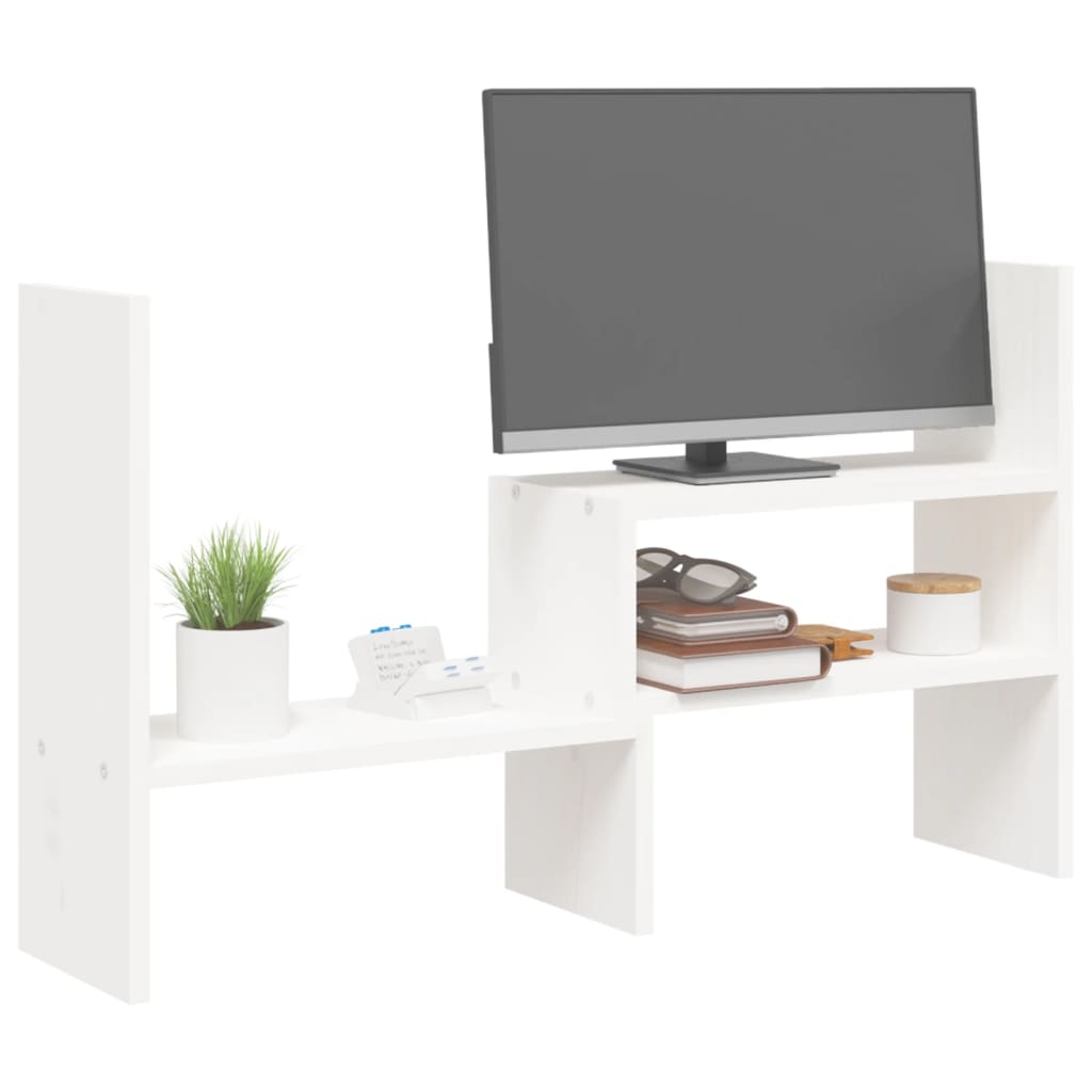Monitorstandaard (39-72)x17x43 cm massief grenenhout wit is nu te koop bij PeponiXL, paradijselijk wonen!