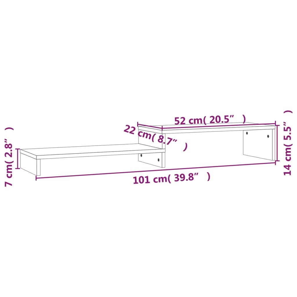 Monitorstandaard (52-101)x22x14 cm grenenhout honingbruin is nu te koop bij PeponiXL, paradijselijk wonen!