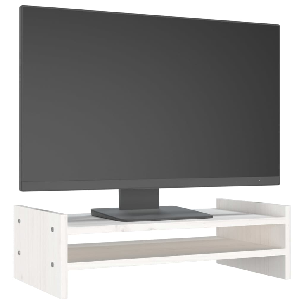 Monitorstandaard 50x27x15 cm massief grenenhout wit is nu te koop bij PeponiXL, paradijselijk wonen!