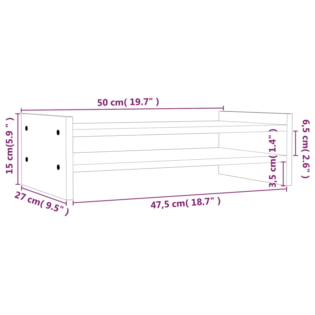 Monitorstandaard 50x27x15 cm massief grenenhout grijs is nu te koop bij PeponiXL, paradijselijk wonen!