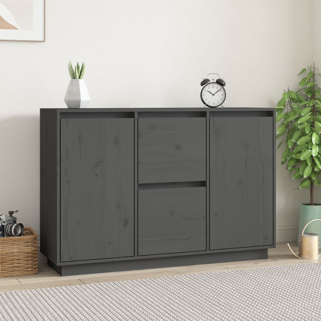 Dressoir 111x34x75 cm massief grenenhout grijs is nu te koop bij PeponiXL, paradijselijk wonen!