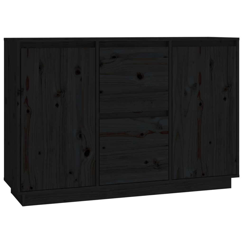 Dressoir 111x34x75 cm massief grenenhout zwart is nu te koop bij PeponiXL, paradijselijk wonen!