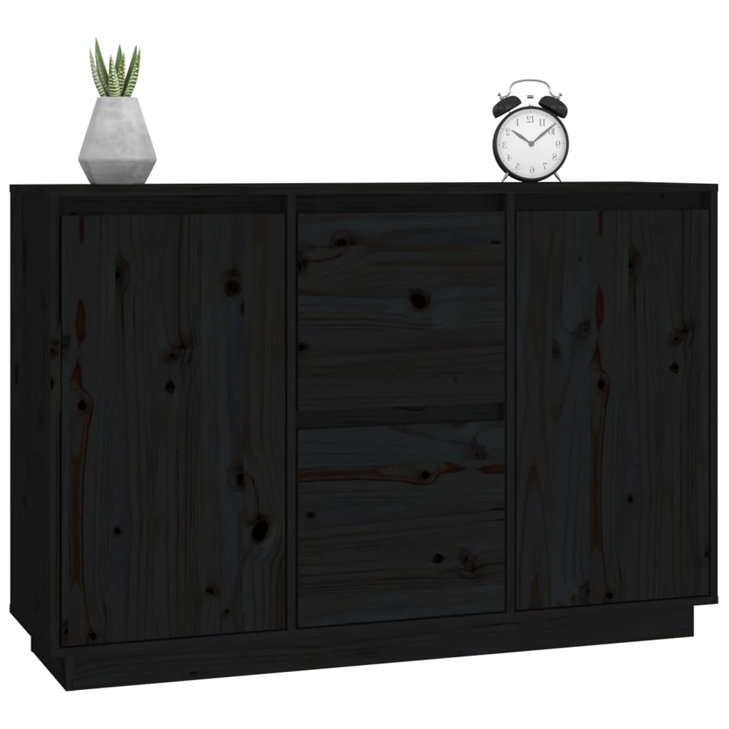 Dressoir 111x34x75 cm massief grenenhout zwart is nu te koop bij PeponiXL, paradijselijk wonen!