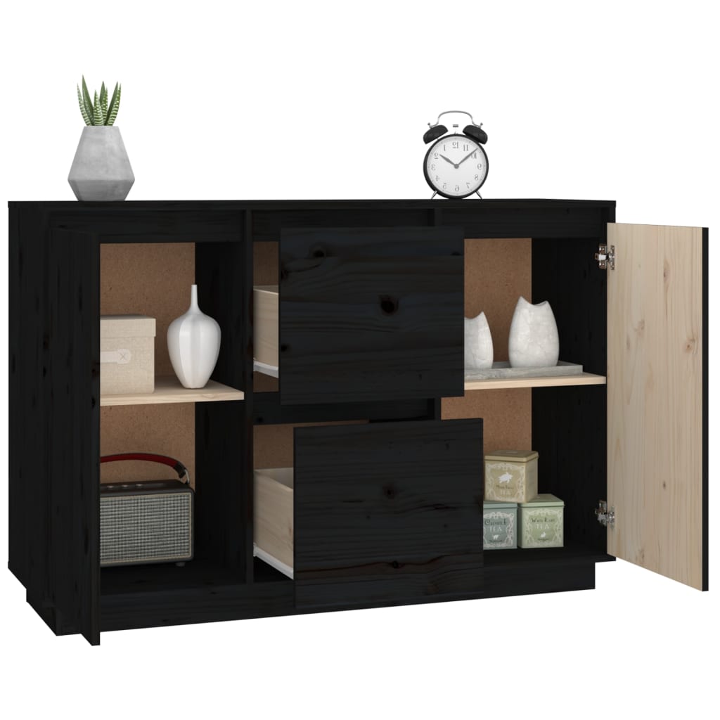 Dressoir 111x34x75 cm massief grenenhout zwart is nu te koop bij PeponiXL, paradijselijk wonen!