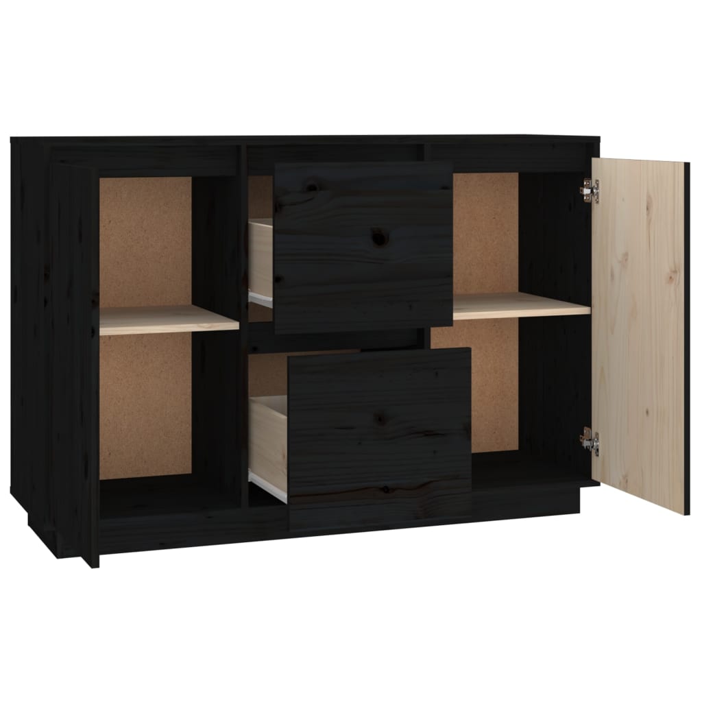 Dressoir 111x34x75 cm massief grenenhout zwart is nu te koop bij PeponiXL, paradijselijk wonen!