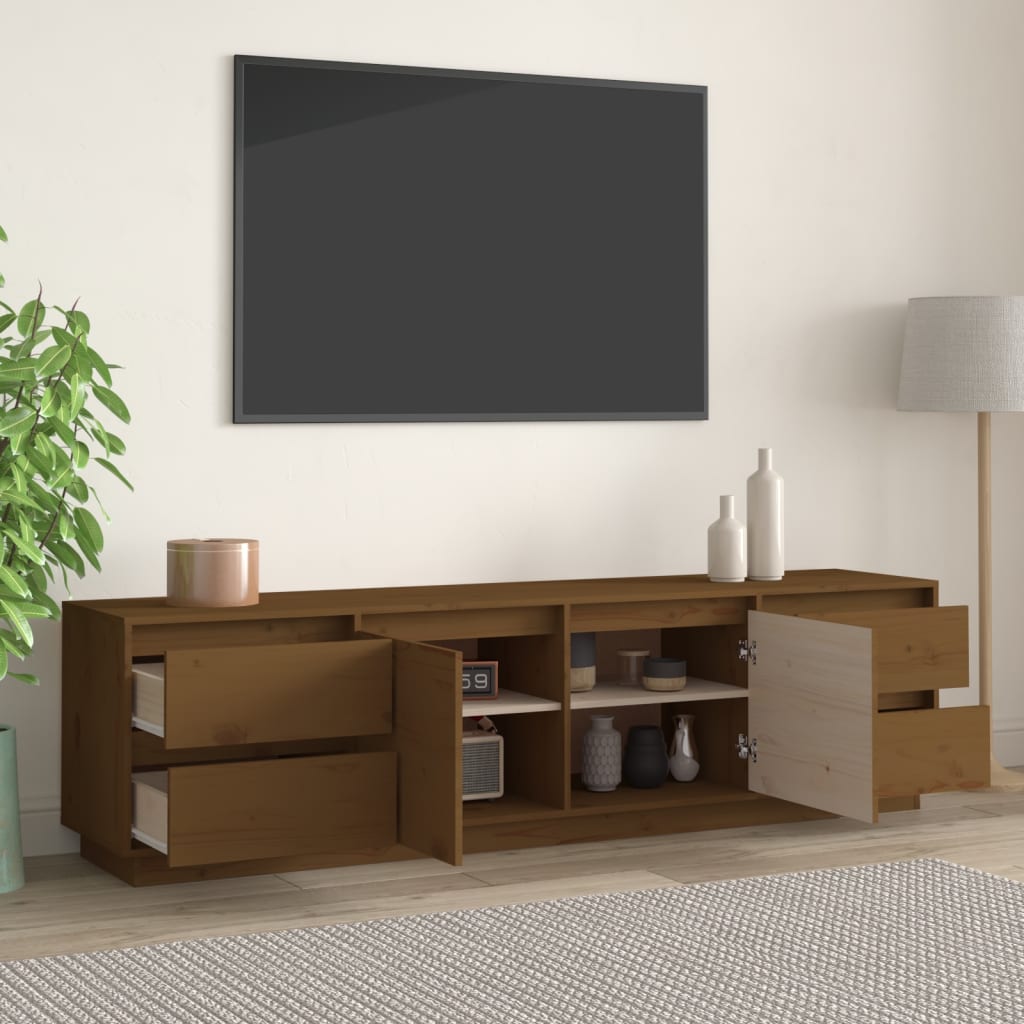Tv-meubel 176x37x47,5 cm massief grenenhout honingbruin is nu te koop bij PeponiXL, paradijselijk wonen!