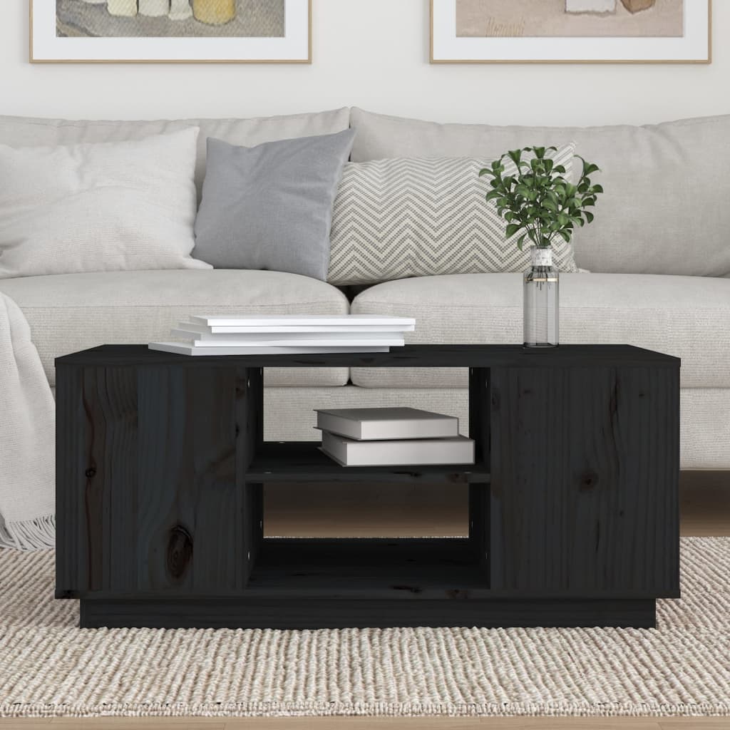 Salontafel 90x49x40,5 cm massief grenenhout zwart is nu te koop bij PeponiXL, paradijselijk wonen!