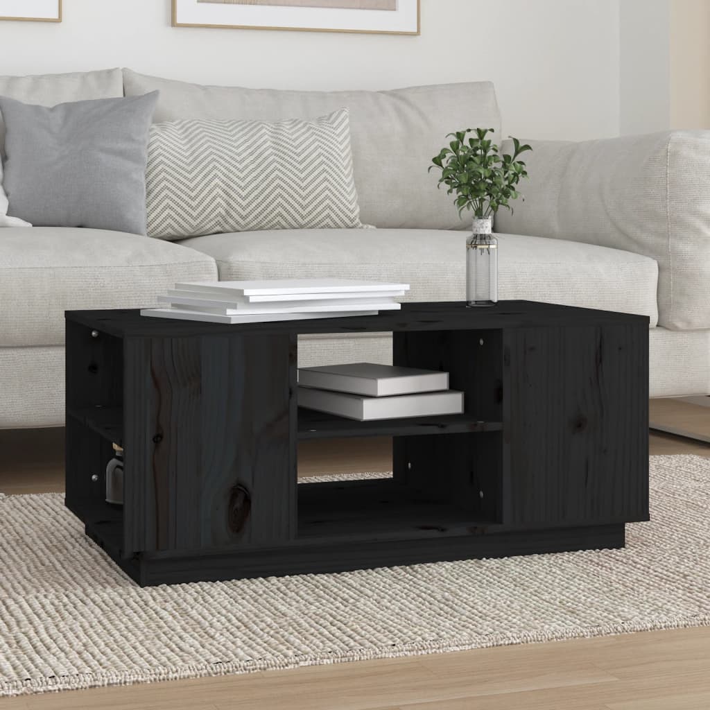 Salontafel 90x49x40,5 cm massief grenenhout zwart is nu te koop bij PeponiXL, paradijselijk wonen!