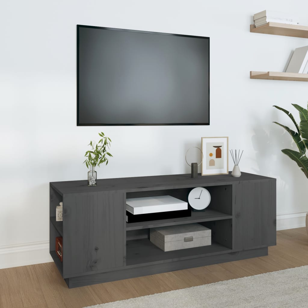 Tv-meubel 110x35x40,5 cm massief grenenhout grijs is nu te koop bij PeponiXL, paradijselijk wonen!