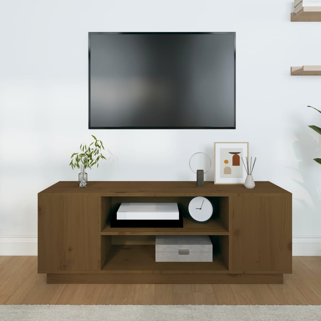 Tv-meubel 110x35x40,5 cm massief grenenhout honingbruin is nu te koop bij PeponiXL, paradijselijk wonen!
