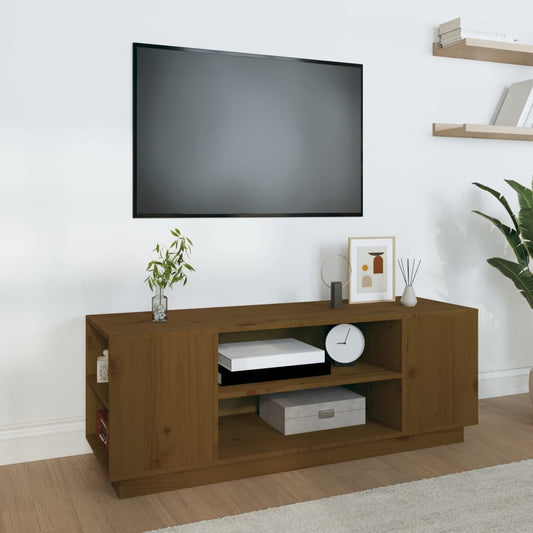 Tv-meubel 110x35x40,5 cm massief grenenhout honingbruin is nu te koop bij PeponiXL, paradijselijk wonen!