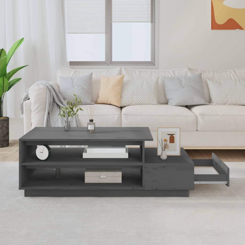 Salontafel 120x50x40,5 cm massief grenenhout grijs is nu te koop bij PeponiXL, paradijselijk wonen!