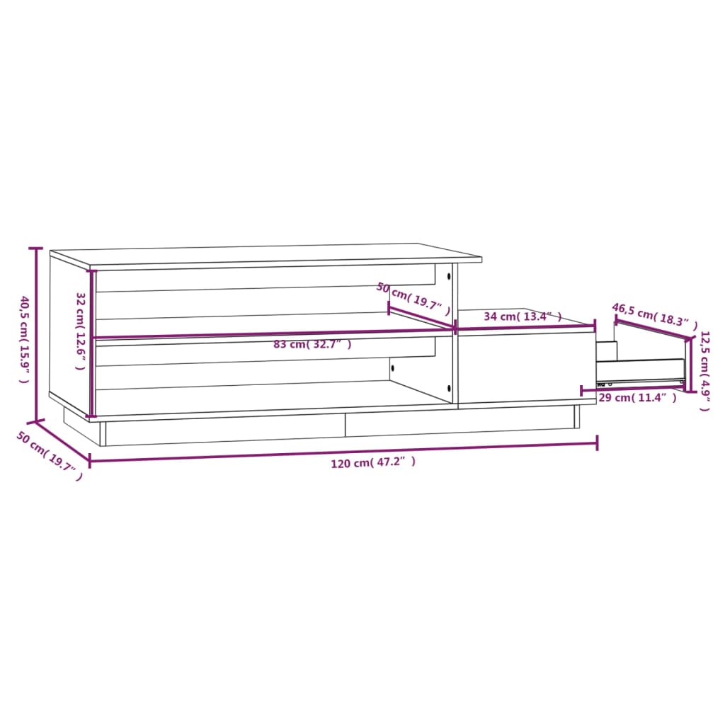 Salontafel 120x50x40,5 cm massief grenenhout grijs is nu te koop bij PeponiXL, paradijselijk wonen!
