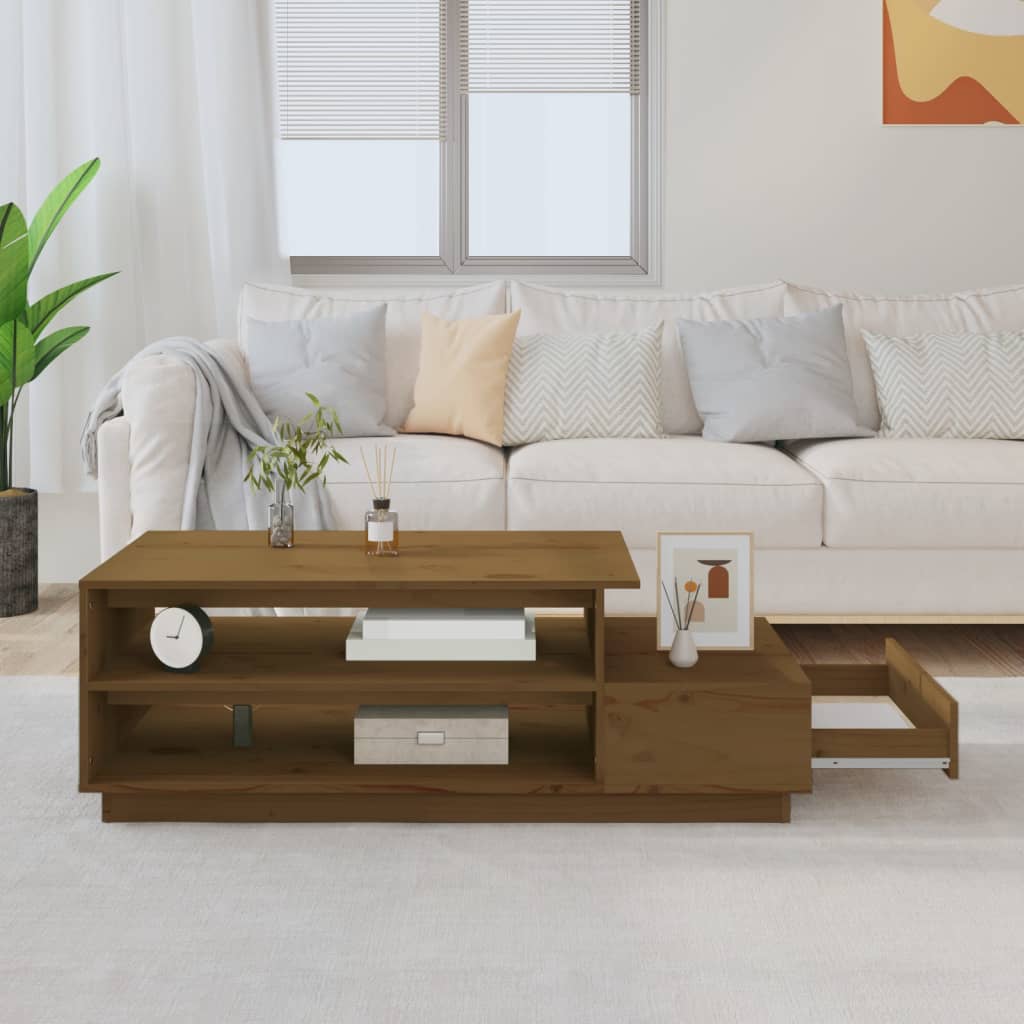 Salontafel 120x50x40,5 cm massief grenenhout honingbruin is nu te koop bij PeponiXL, paradijselijk wonen!