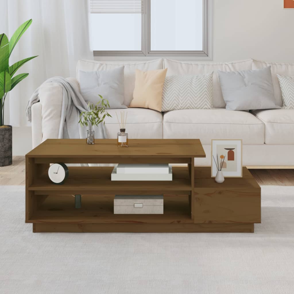 Salontafel 120x50x40,5 cm massief grenenhout honingbruin is nu te koop bij PeponiXL, paradijselijk wonen!