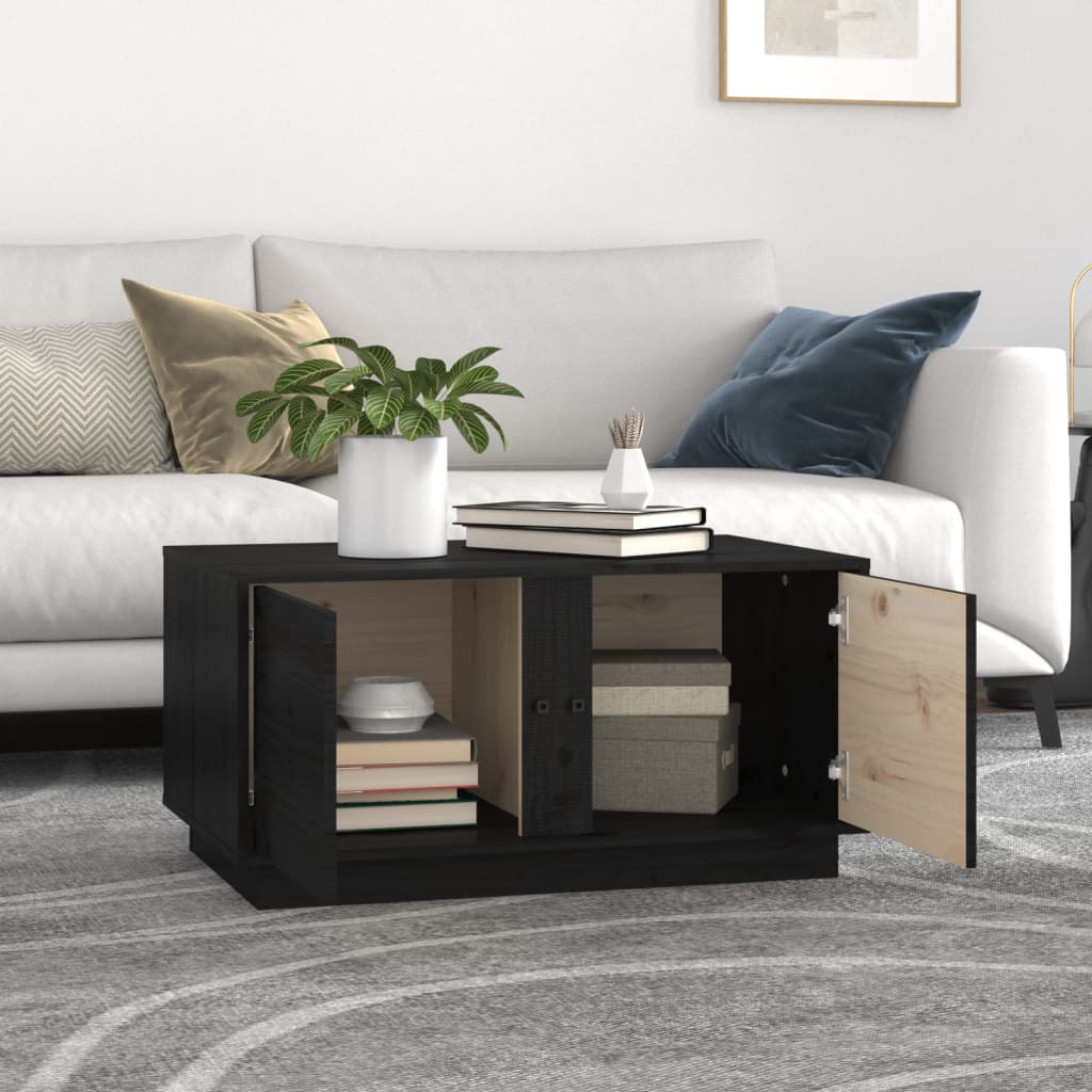 Salontafel 80x50x40 cm massief grenenhout zwart is nu te koop bij PeponiXL, paradijselijk wonen!