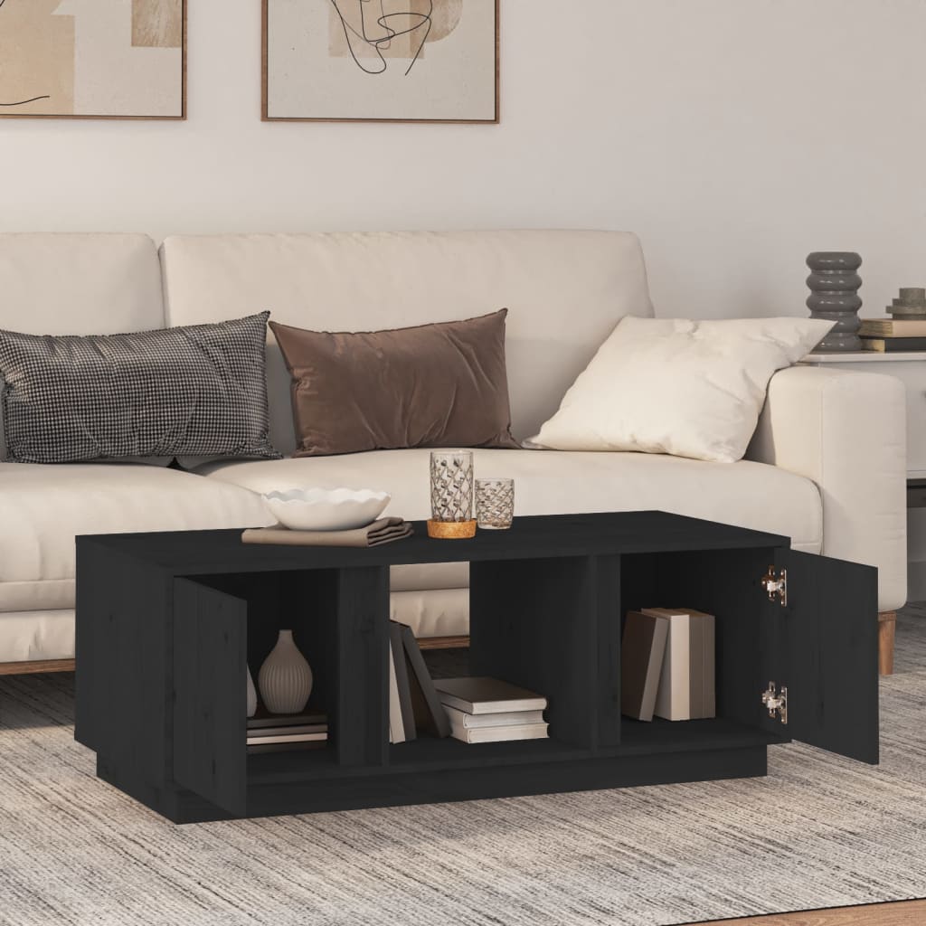 Salontafel 110x50x40 cm massief grenenhout zwart is nu te koop bij PeponiXL, paradijselijk wonen!