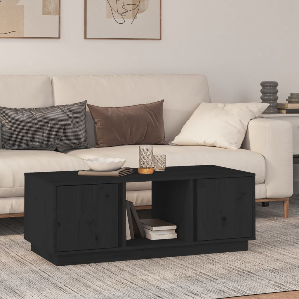 Salontafel 110x50x40 cm massief grenenhout zwart is nu te koop bij PeponiXL, paradijselijk wonen!