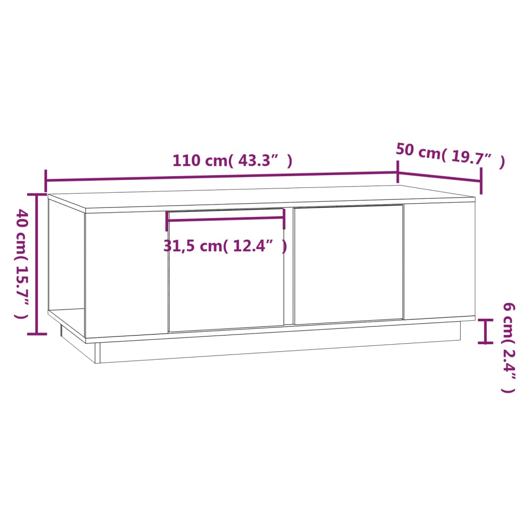 Salontafel 110x50x40 cm massief grenenhout wit is nu te koop bij PeponiXL, paradijselijk wonen!