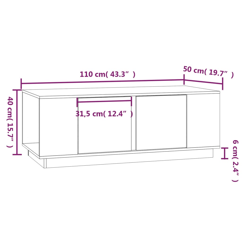 Salontafel 110x50x40 cm massief grenenhout grijs is nu te koop bij PeponiXL, paradijselijk wonen!