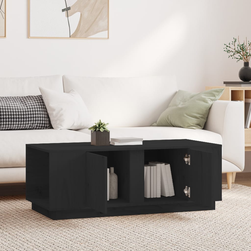 Salontafel 110x50x40 cm massief grenenhout zwart is nu te koop bij PeponiXL, paradijselijk wonen!