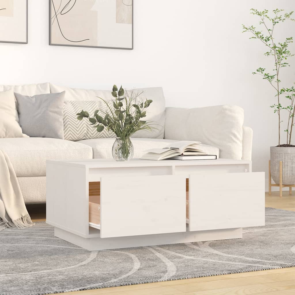 Salontafel 80x50x35 cm massief grenenhout wit is nu te koop bij PeponiXL, paradijselijk wonen!