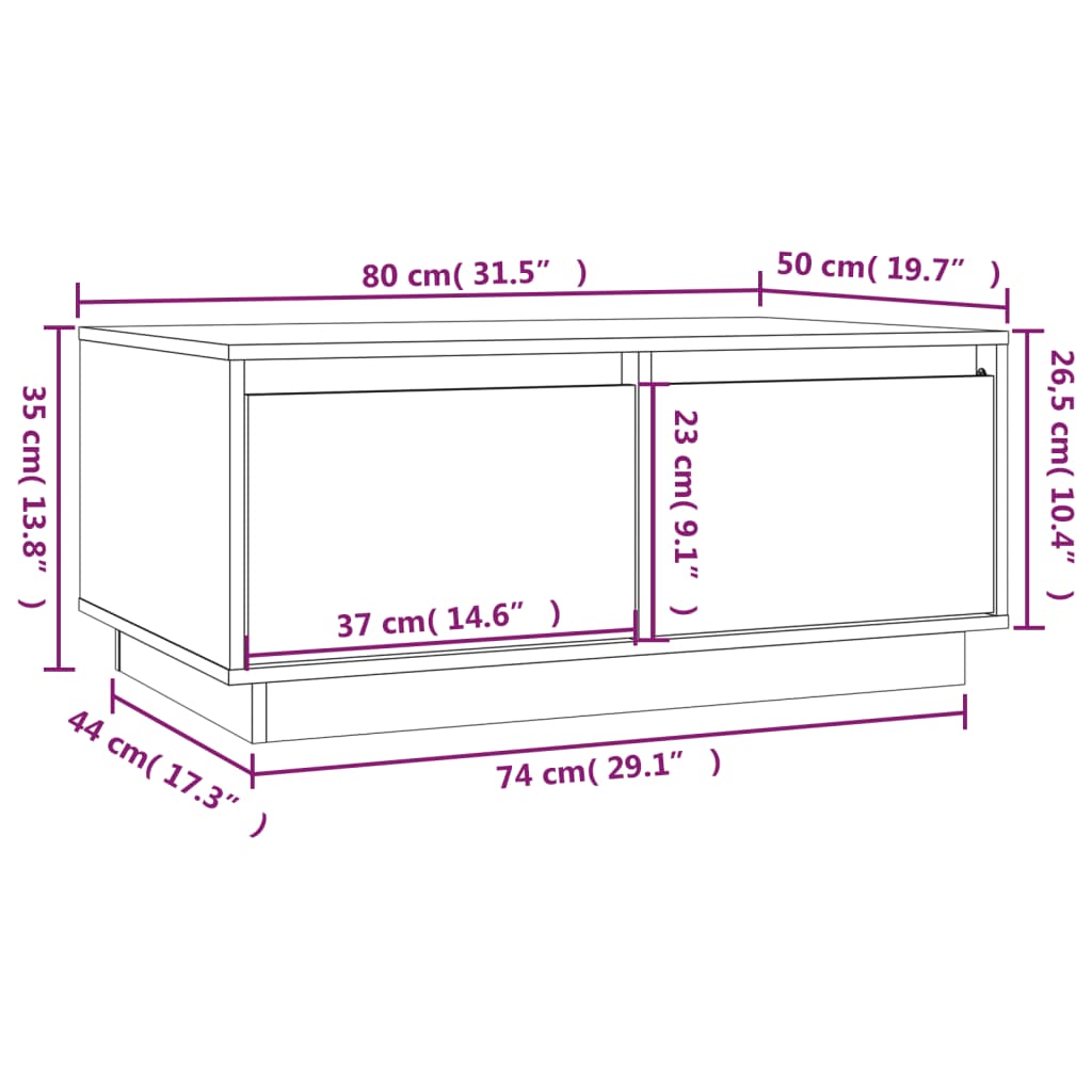 Salontafel 80x50x35 cm massief grenenhout honingbruin is nu te koop bij PeponiXL, paradijselijk wonen!