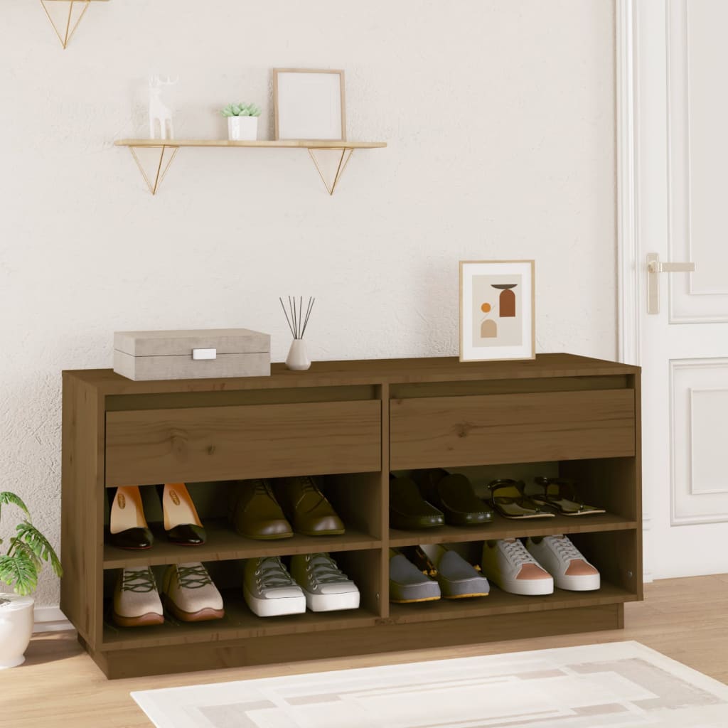 Schoenenkast 110x34x52 cm massief grenenhout honingbruin is nu te koop bij PeponiXL, paradijselijk wonen!