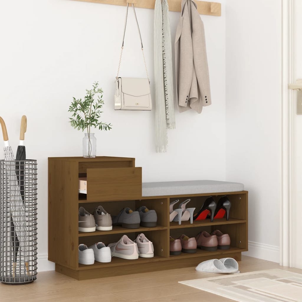 Schoenenkast 110x34x61 cm massief grenenhout honingbruin is nu te koop bij PeponiXL, paradijselijk wonen!