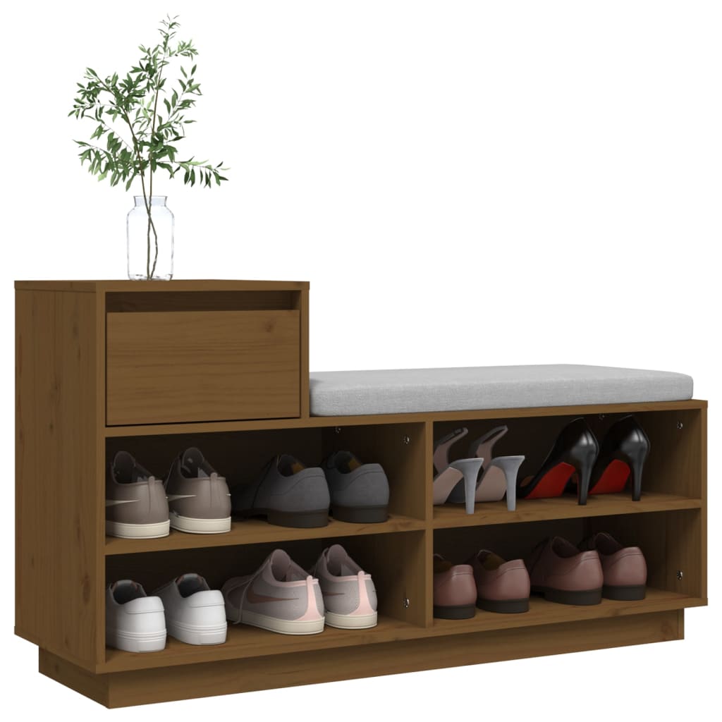 Schoenenkast 110x34x61 cm massief grenenhout honingbruin is nu te koop bij PeponiXL, paradijselijk wonen!