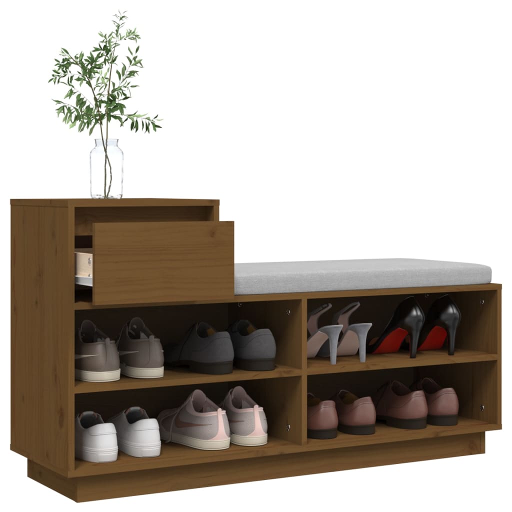 Schoenenkast 110x34x61 cm massief grenenhout honingbruin is nu te koop bij PeponiXL, paradijselijk wonen!
