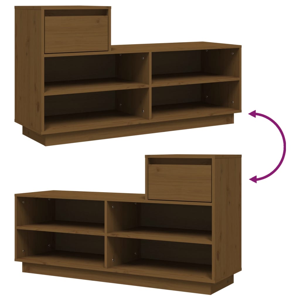Schoenenkast 110x34x61 cm massief grenenhout honingbruin is nu te koop bij PeponiXL, paradijselijk wonen!