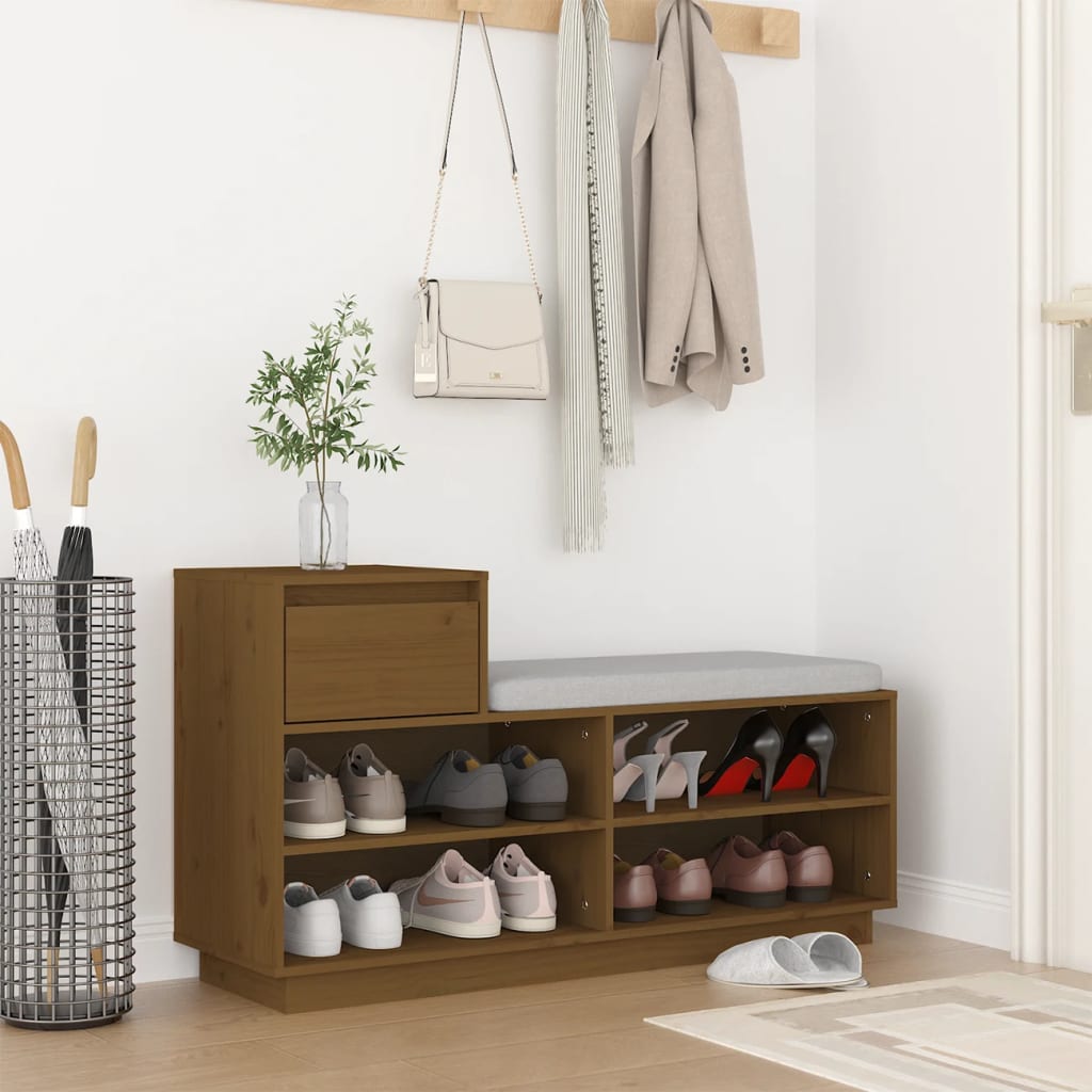 Schoenenkast 110x34x61 cm massief grenenhout honingbruin is nu te koop bij PeponiXL, paradijselijk wonen!