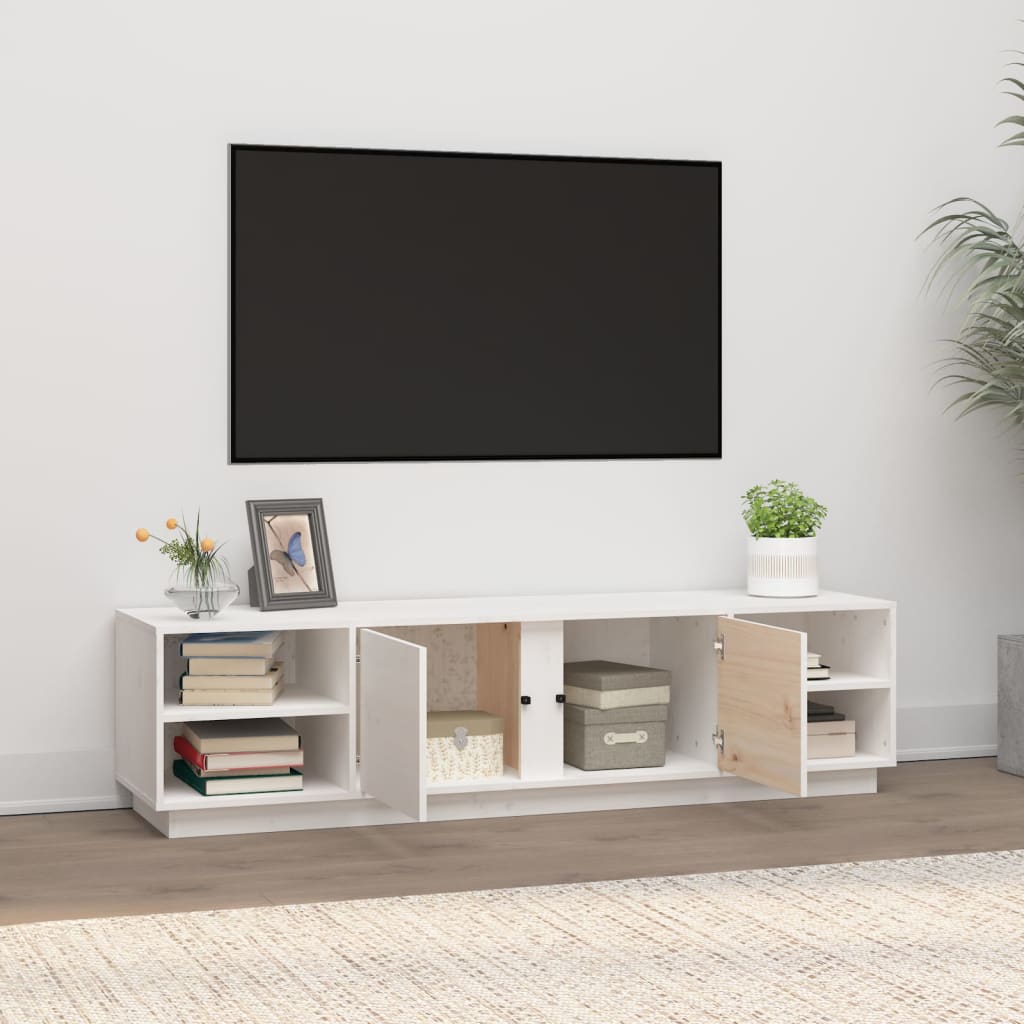 Tv-meubel 156x40x40 cm massief grenenhout wit is nu te koop bij PeponiXL, paradijselijk wonen!