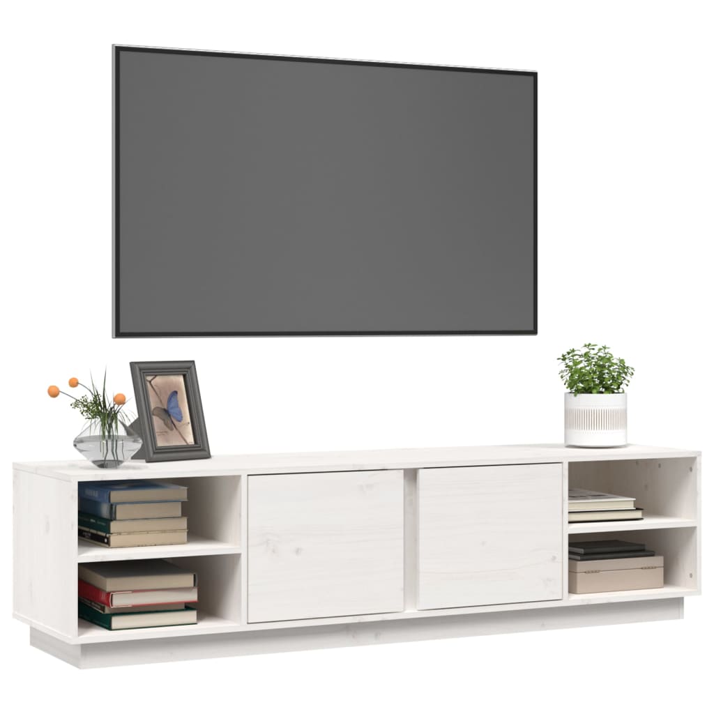 Tv-meubel 156x40x40 cm massief grenenhout wit is nu te koop bij PeponiXL, paradijselijk wonen!