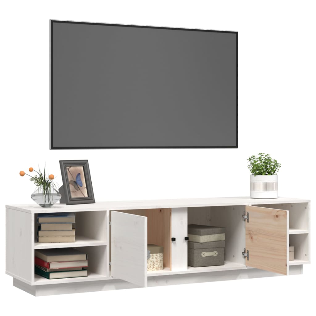 Tv-meubel 156x40x40 cm massief grenenhout wit is nu te koop bij PeponiXL, paradijselijk wonen!