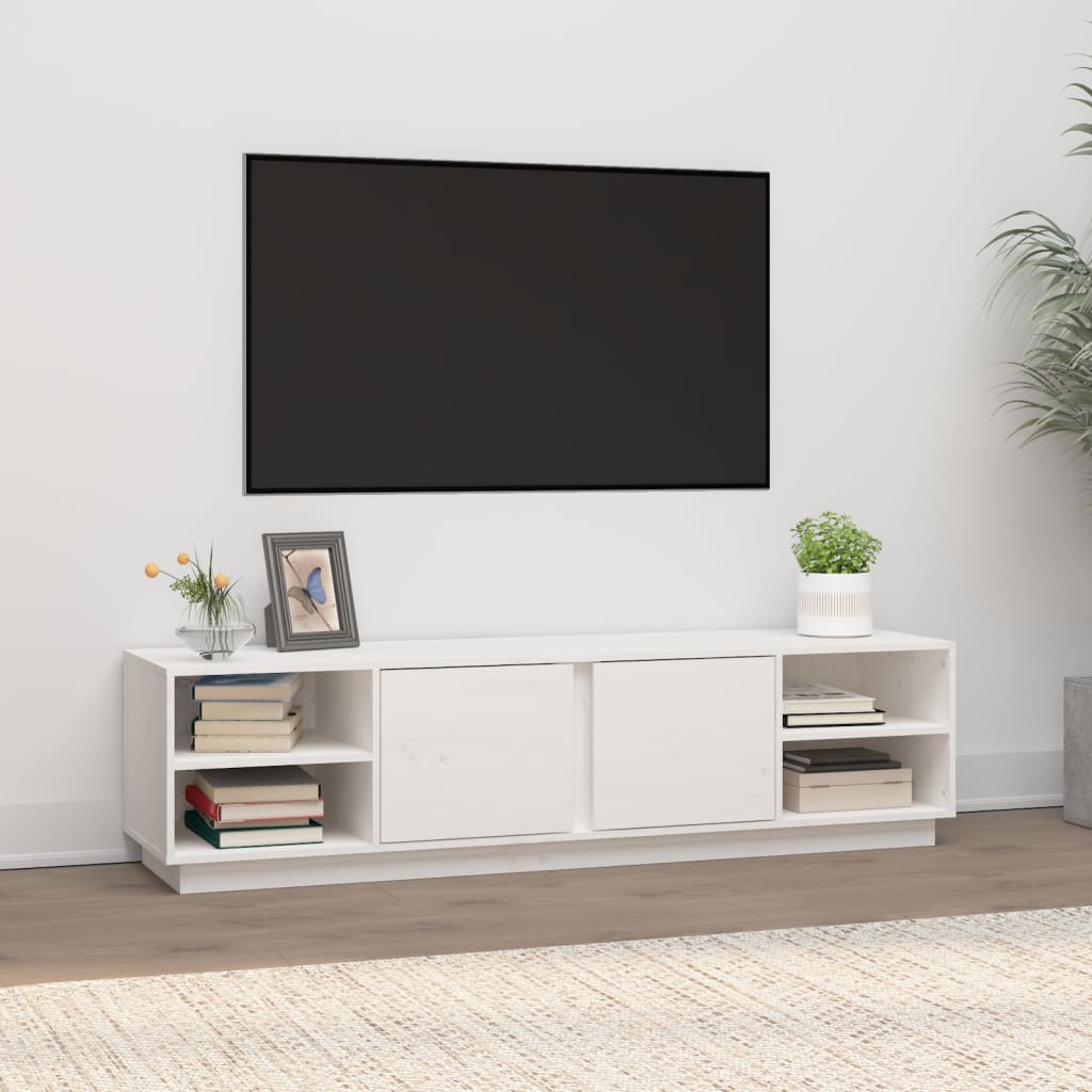 Tv-meubel 156x40x40 cm massief grenenhout wit is nu te koop bij PeponiXL, paradijselijk wonen!