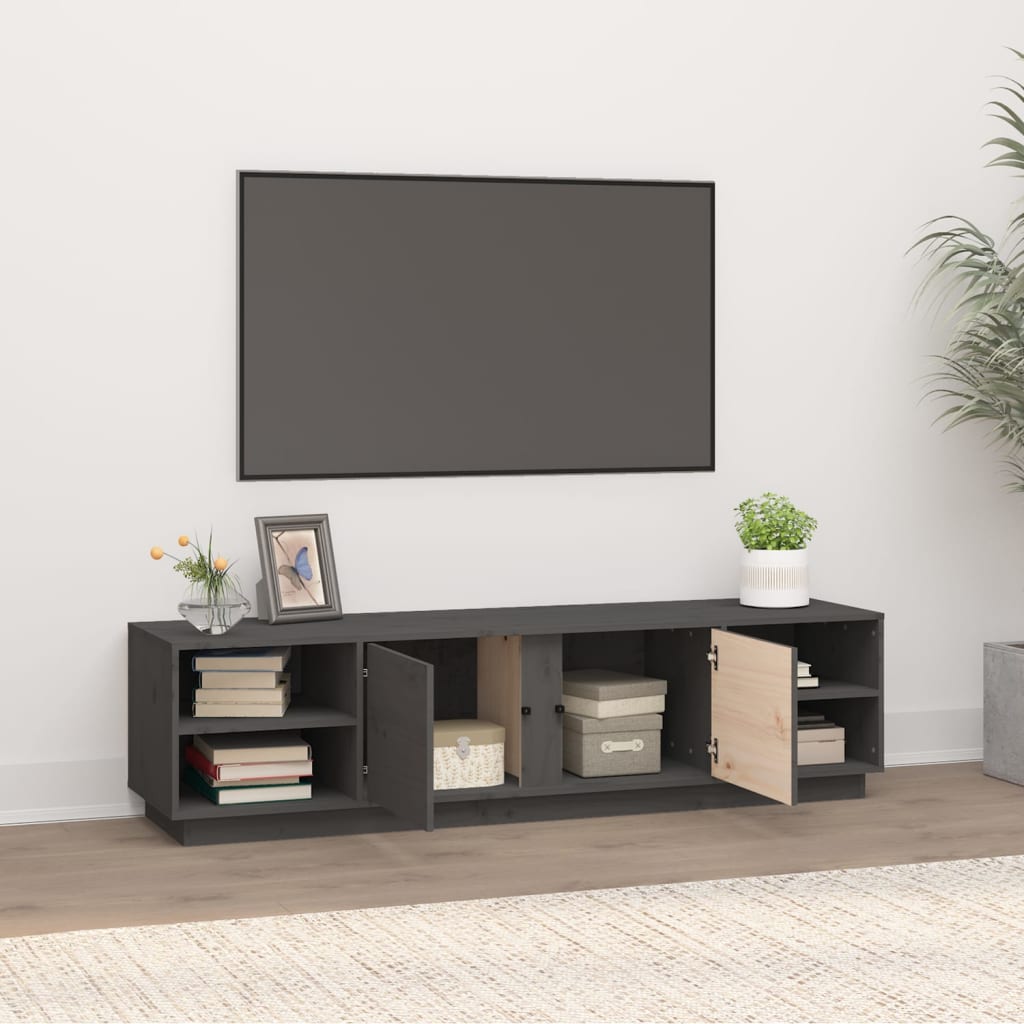 Tv-meubel 156x40x40 cm massief grenenhout grijs is nu te koop bij PeponiXL, paradijselijk wonen!