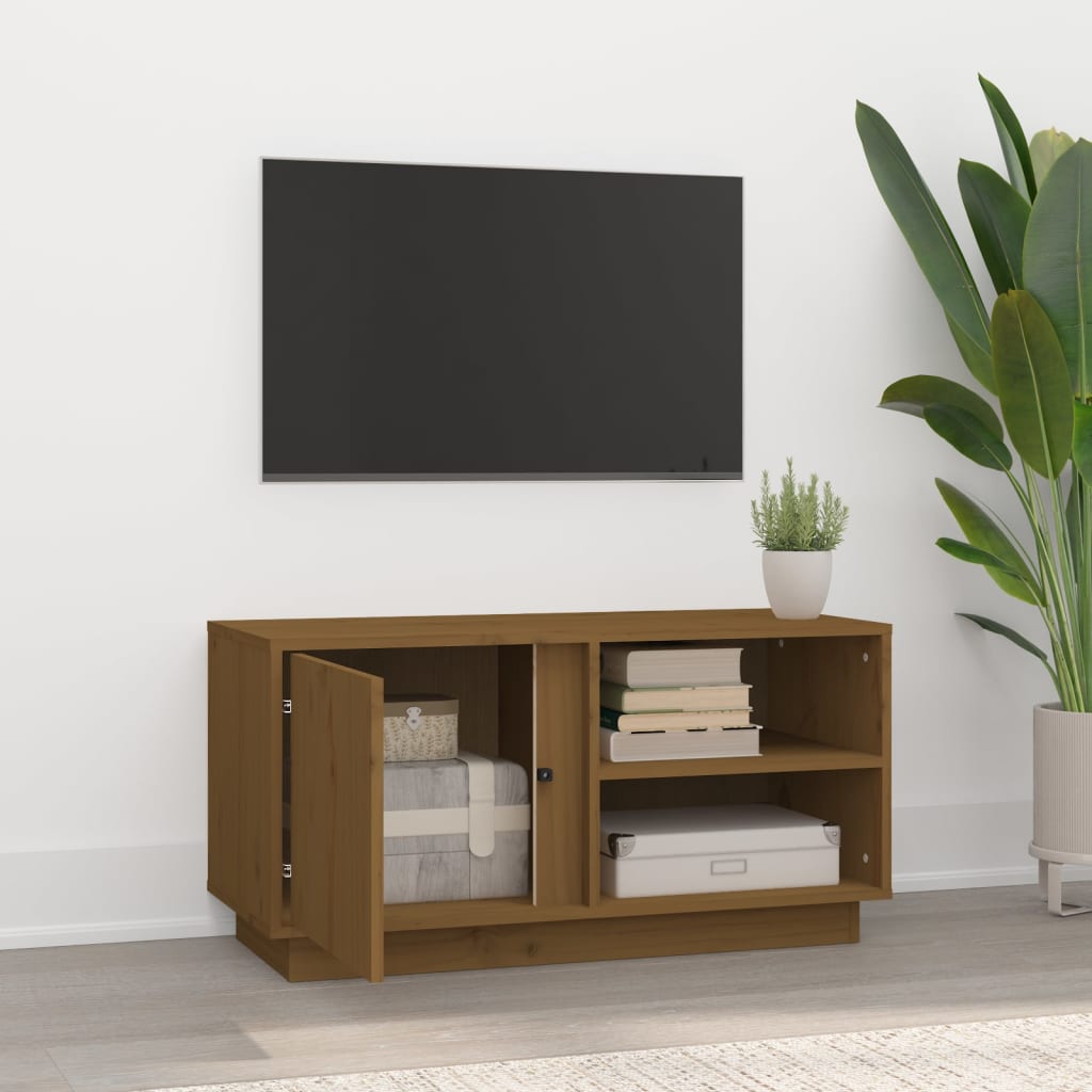 Tv-meubel 80x35x40,5 cm massief grenenhout honingbruin is nu te koop bij PeponiXL, paradijselijk wonen!