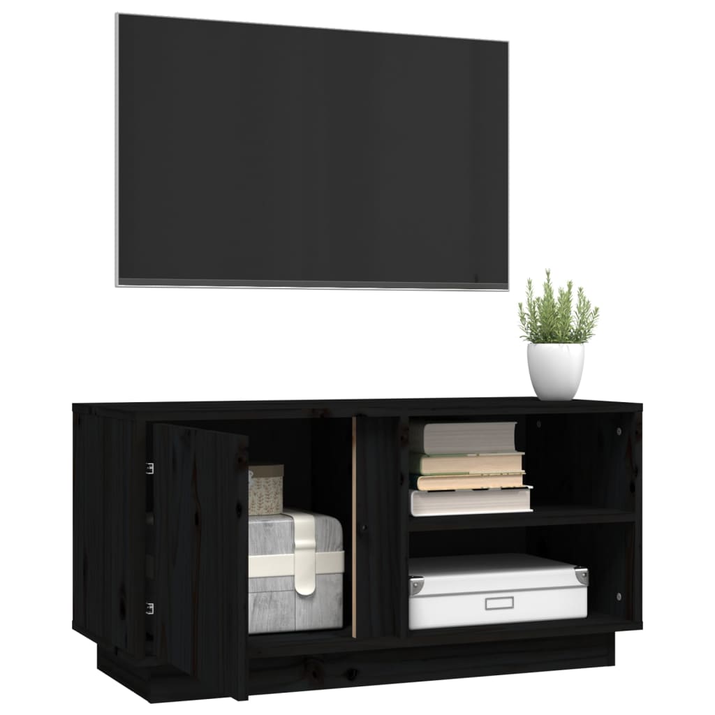 Tv-meubel 80x35x40,5 cm massief grenenhout zwart is nu te koop bij PeponiXL, paradijselijk wonen!
